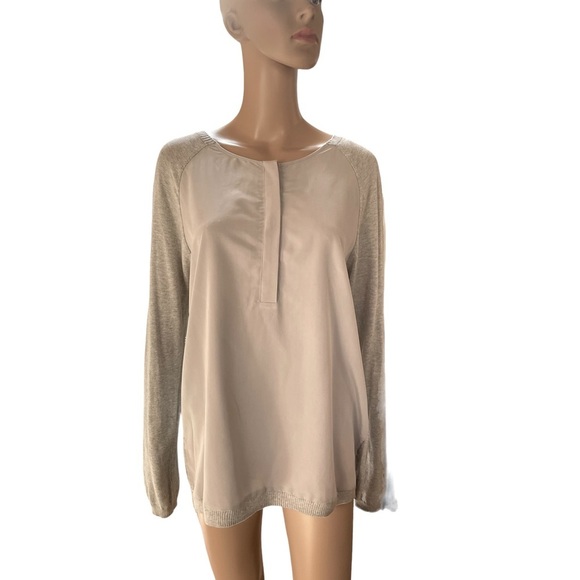 Calvin Klein Gray Jersey Knit Long Sleeve Top Shirt Half Button Front Size LG - Picture 1 of 12